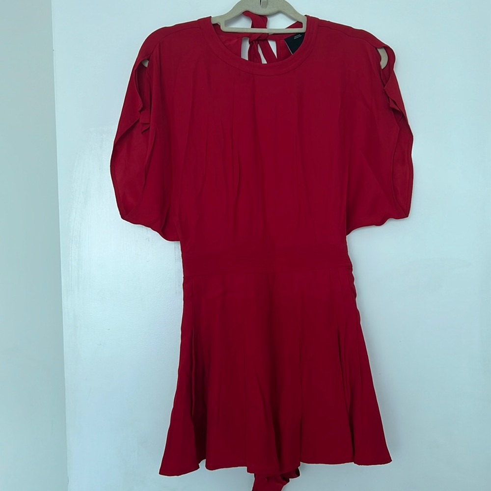 C/MEO red open back romper size S